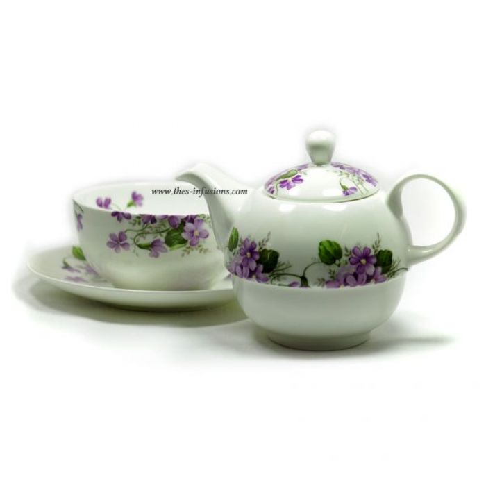 theière porcelaine égoiste motif violette L