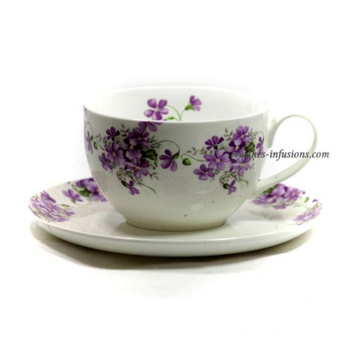 Bol déjeuner porcelaine motif violette