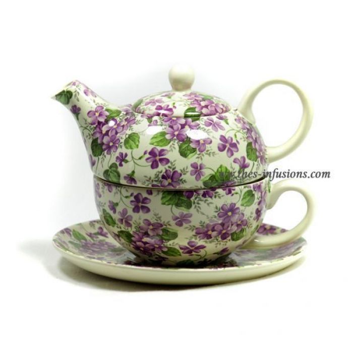 Théière porcelaine égoiste motif violette